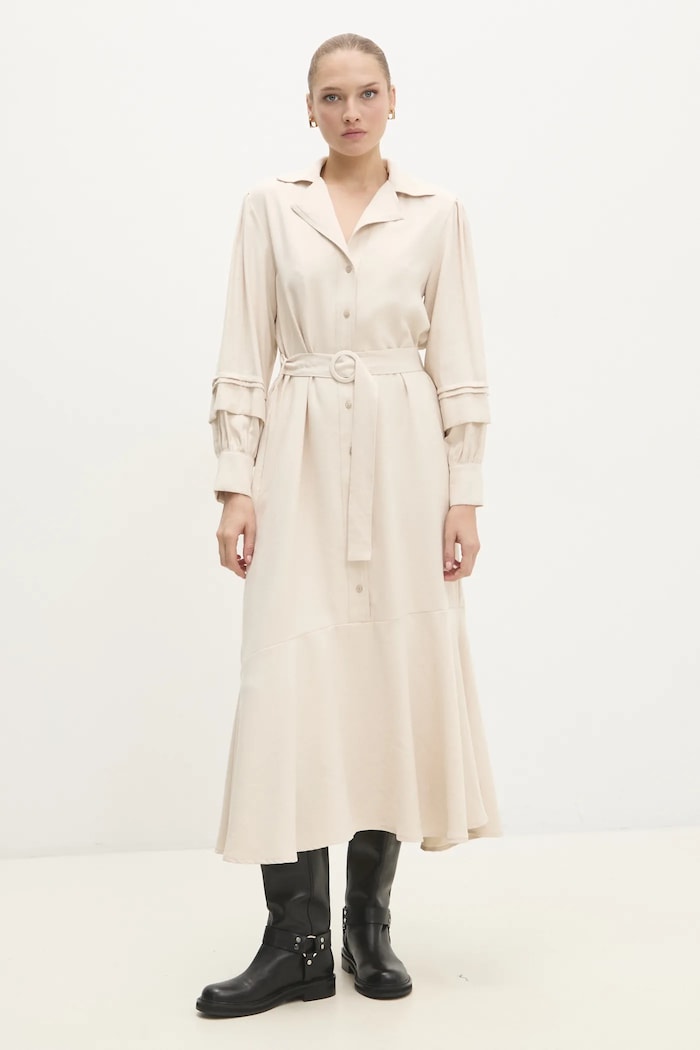 Answear Lab rochie cu guler bej ed031.ilk