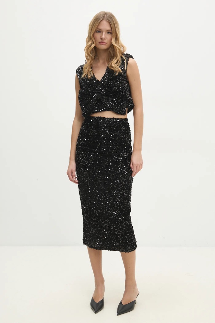 Bluza i suknja Answear.LAB bez uzorka crna 5371.ims