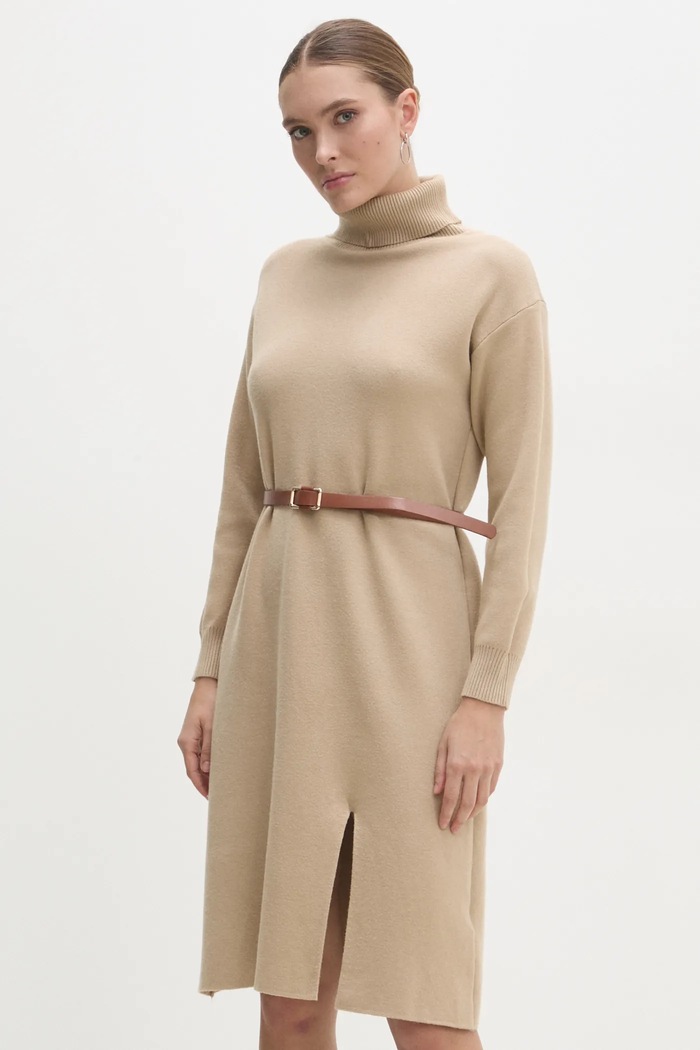 Answear Lab rochie midi bej 1079.hms
