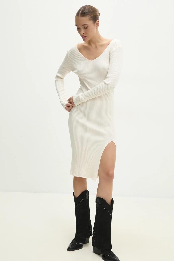 Answear Lab rochie midi bej C3307.B.HWK
