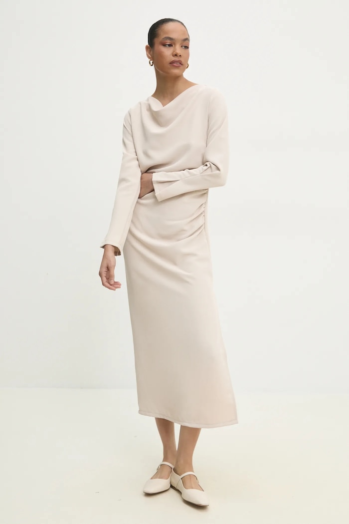 Answear Lab rochie midi bej 92803.ios