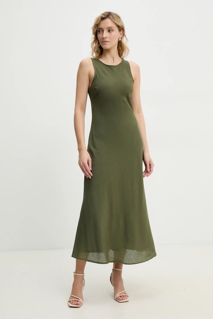 Answear.LAB sukienka z lnem NL245958.ums zielony WW25