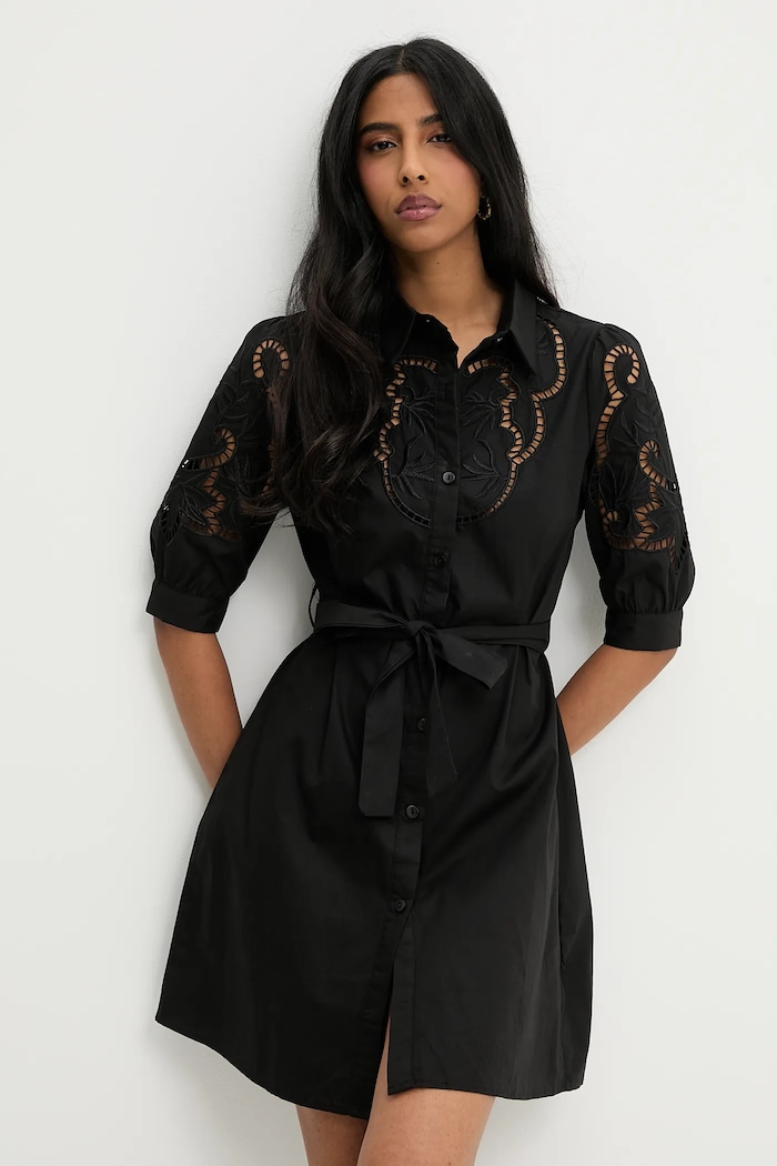 Answear Lab rochie din bumbac negru v3415.short.flk