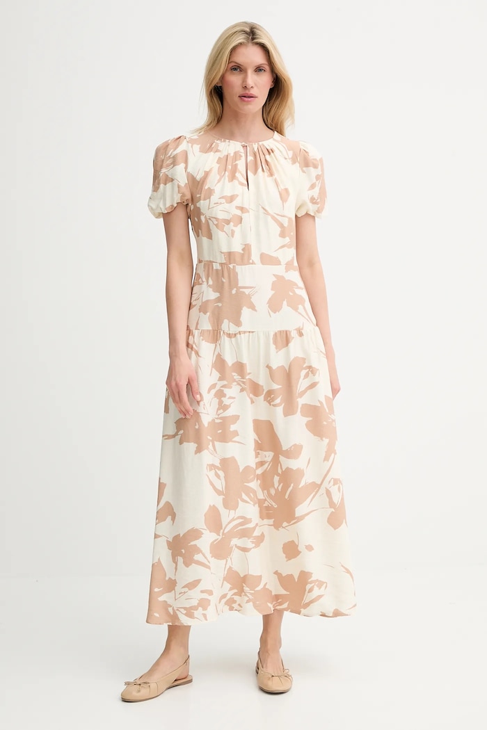 Answear.LAB sukienka lniana casual brązowy W25.65.flk