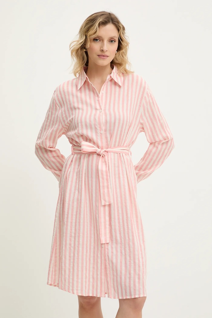 Φόρεμα από συνδιασμό μεταξιού Answear.LAB casual ροζ W25.66.flk