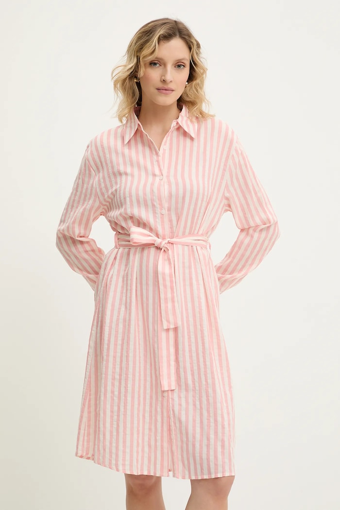 Φόρεμα από συνδιασμό μεταξιού Answear.LAB casual ροζ W25.66.flk