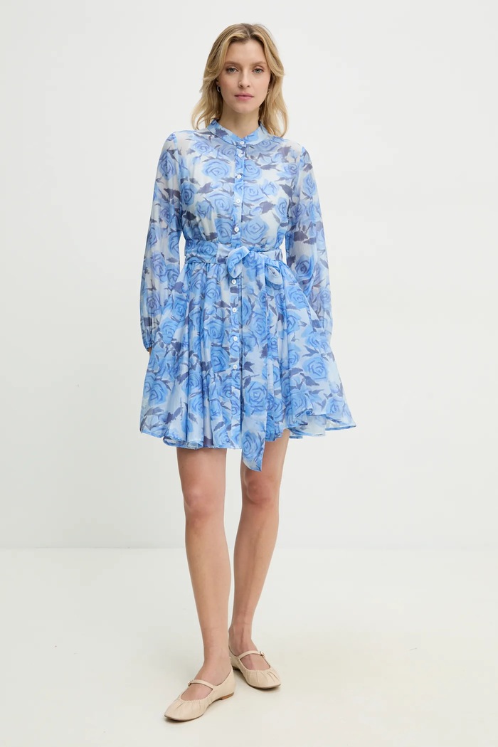 Answear Lab rochie din mătase mini albastru 80961.FLK