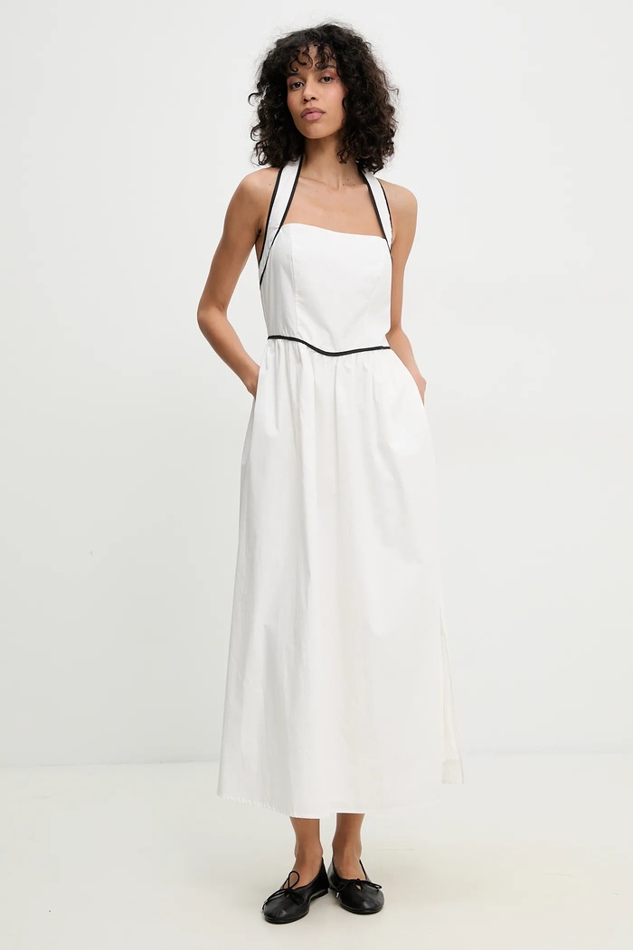 Answear.LAB Answear Lab rochie din bumbac alb MA1177.hms