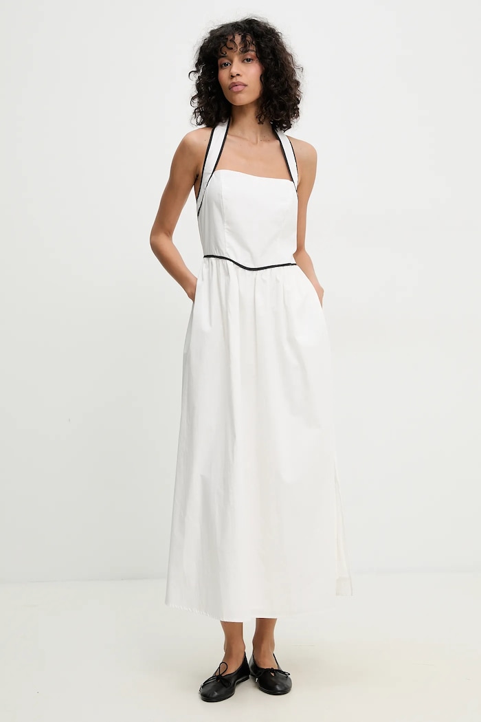 Answear.LAB Answear Lab rochie din bumbac alb MA1177.hms