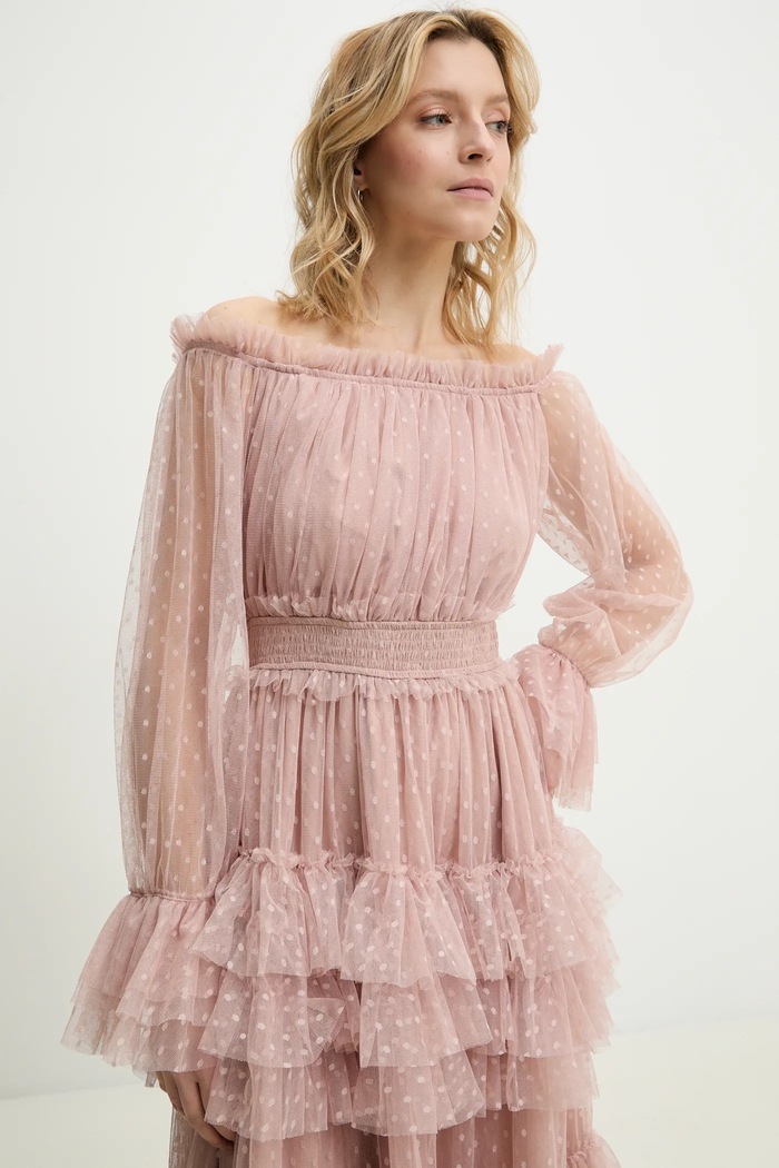 Answear Lab rochie Answear.LAB 606583.FLK bej
