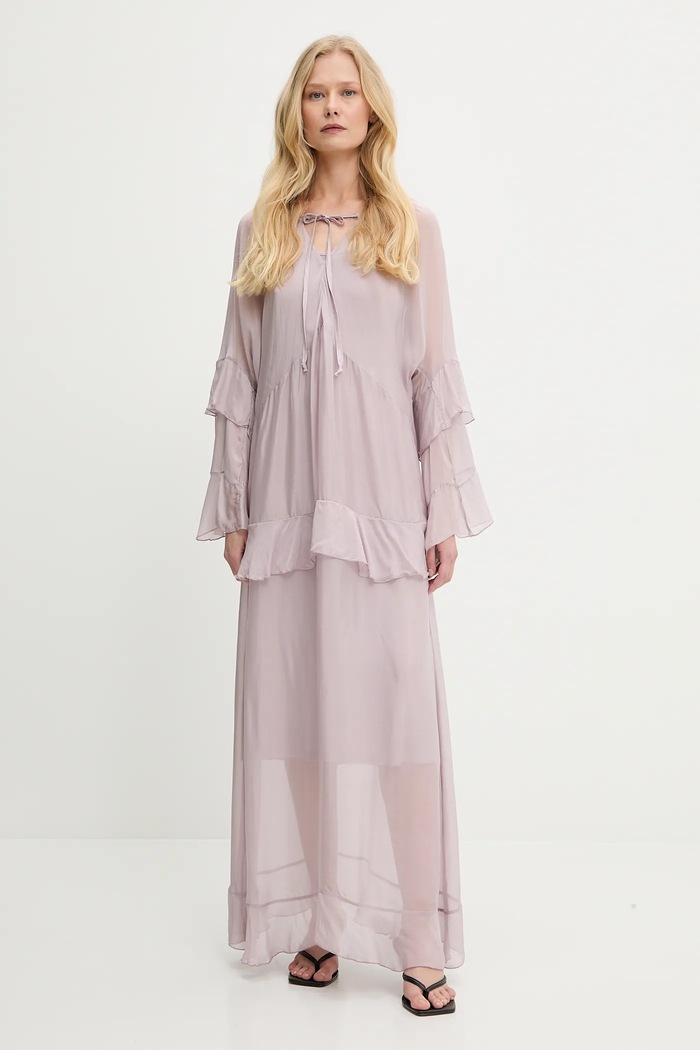 Answear.LAB sukienka z jedwabiem casual fioletowy D10593.IKK