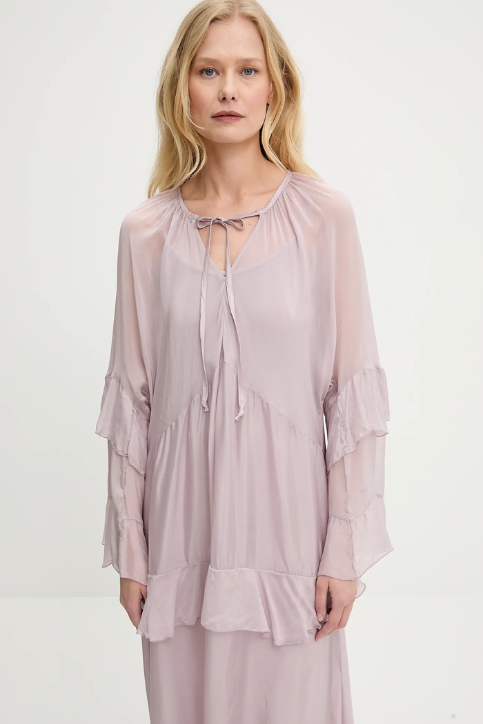 Answear.LAB sukienka z jedwabiem fioletowy D10593.IKK