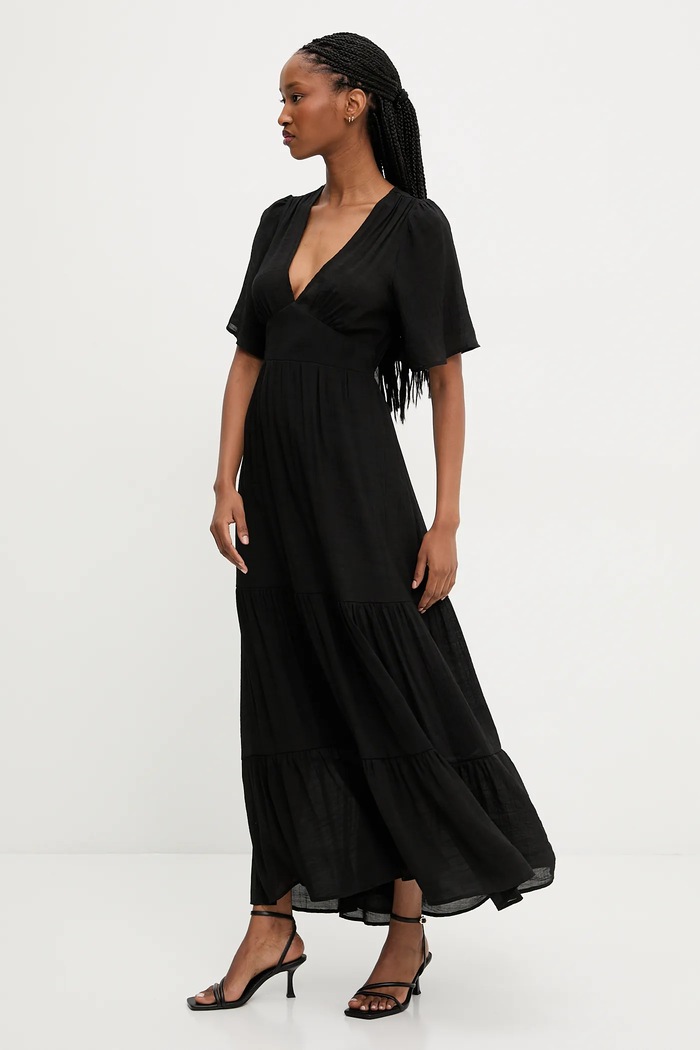 Answear.LAB rochie evazată cu vâscoză 62635.fjk negru WW25