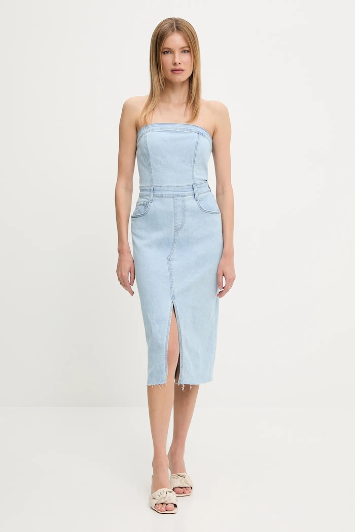 Answear Lab rochie din denim spate descoperit albastru RD2303.fos