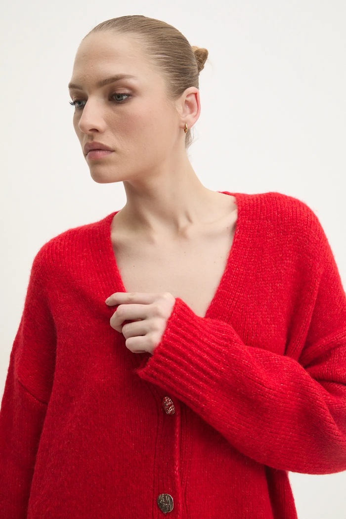 Answear Lab cardigan de lana rosu sng.69.tos