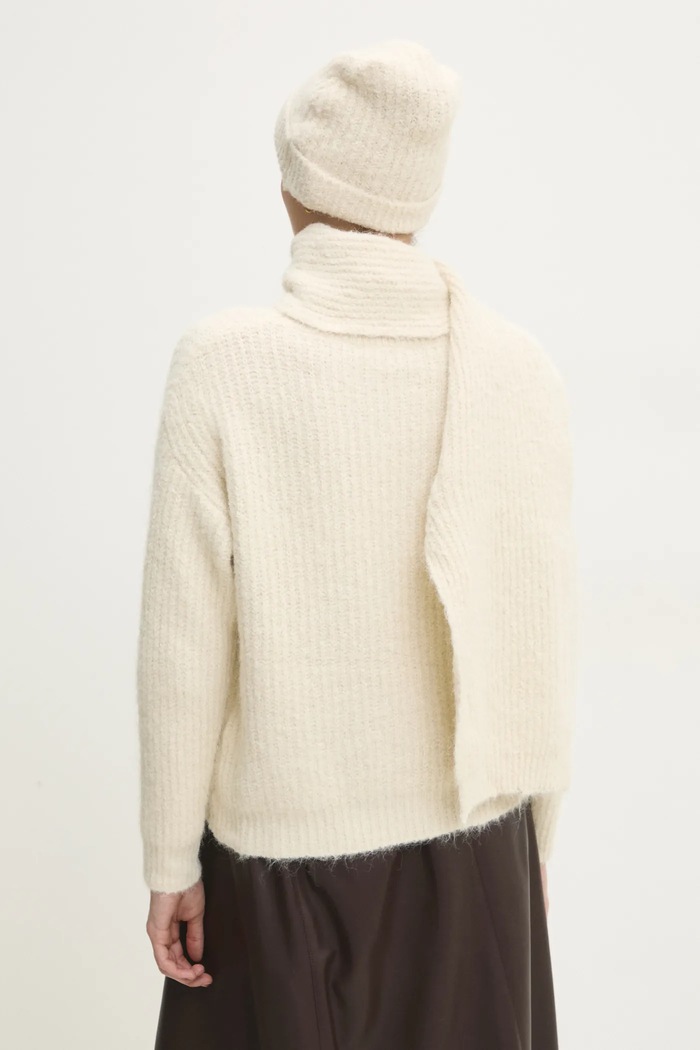 Odzież Answear.LAB sweter z wełną + szalik i czapka ch.1688.flk beżowy