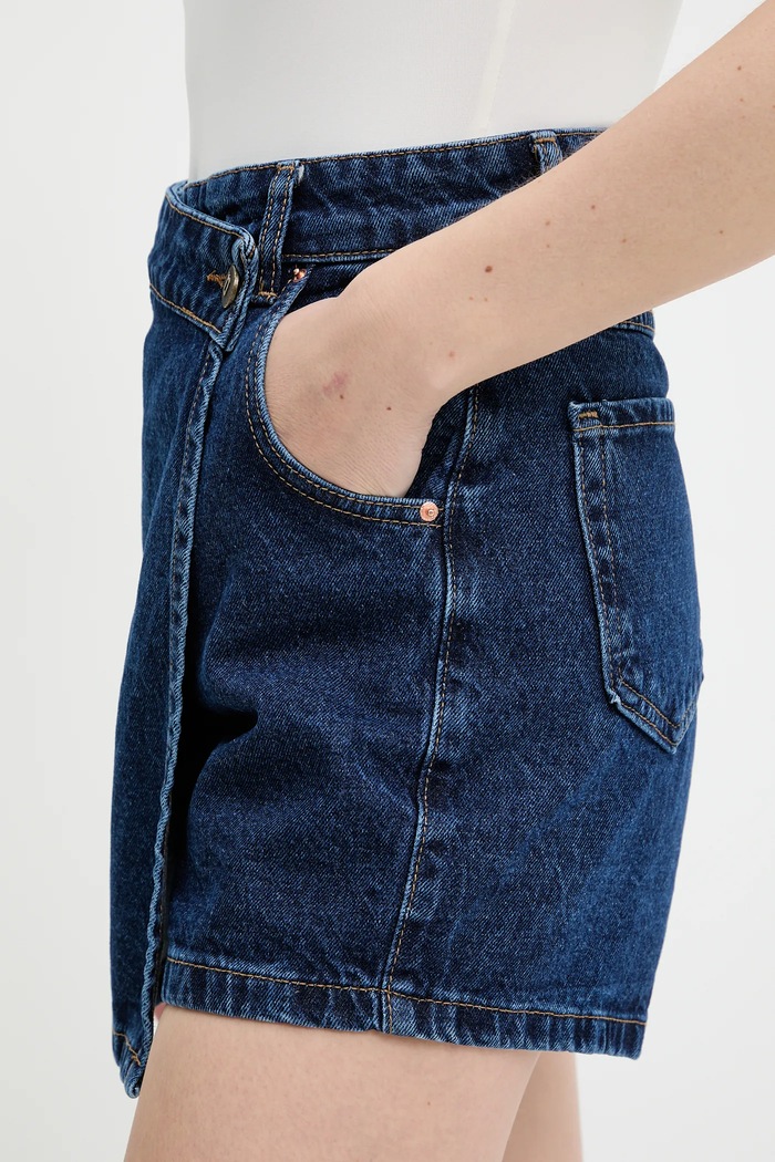 Answear Lab pantaloni scurti jeans bleumarin 8017.tos
