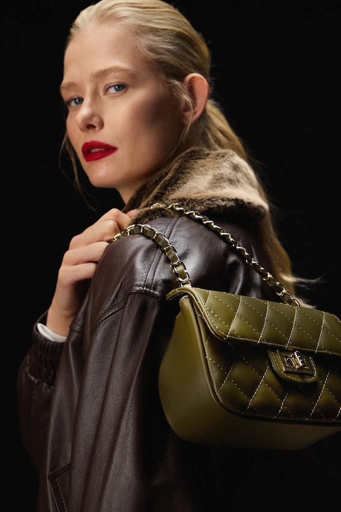 Answear.LAB Geantă crossbody pentru femei din piele verde 833.ILK