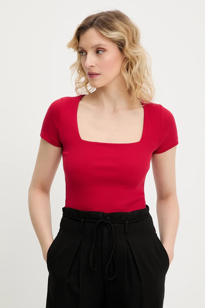 Answear Lab tricou uni rosu 3698.tos