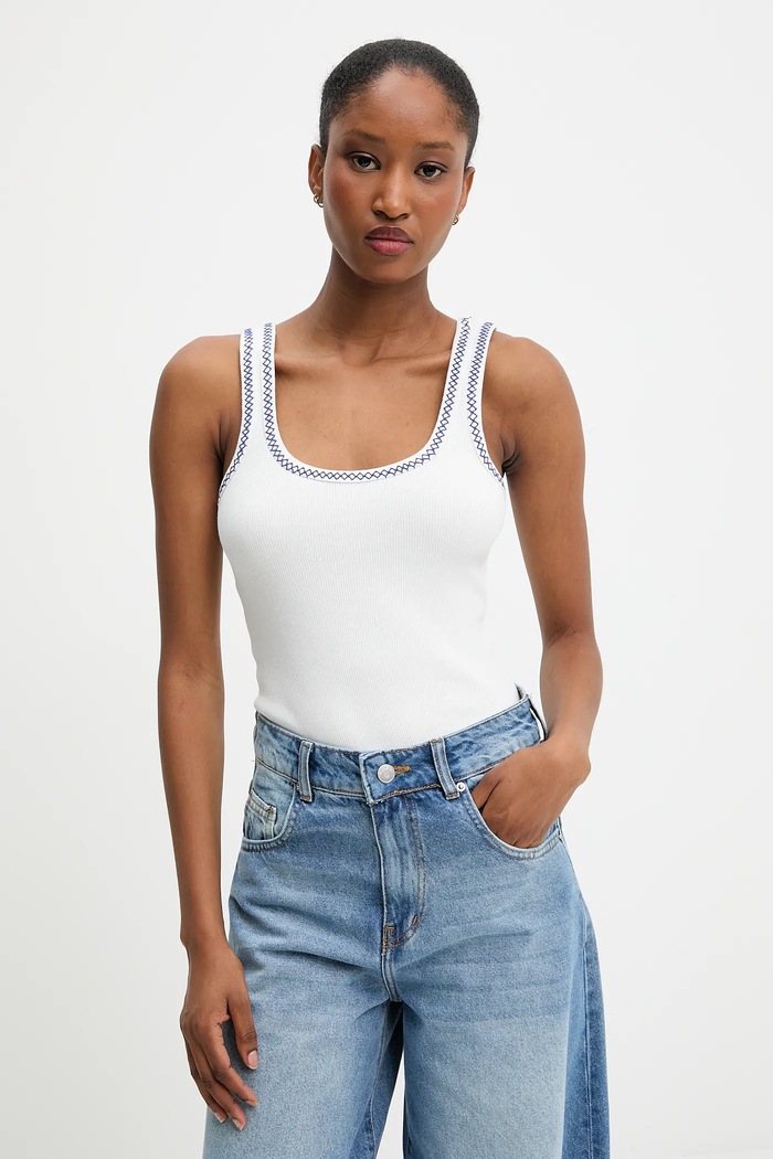 Answear Lab top imprimeu alb LD2744.hak