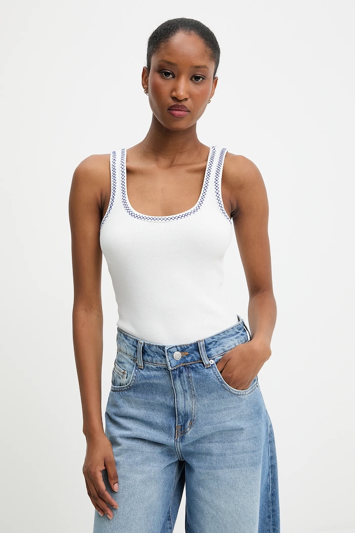 Answear Lab top imprimeu alb LD2744.hak