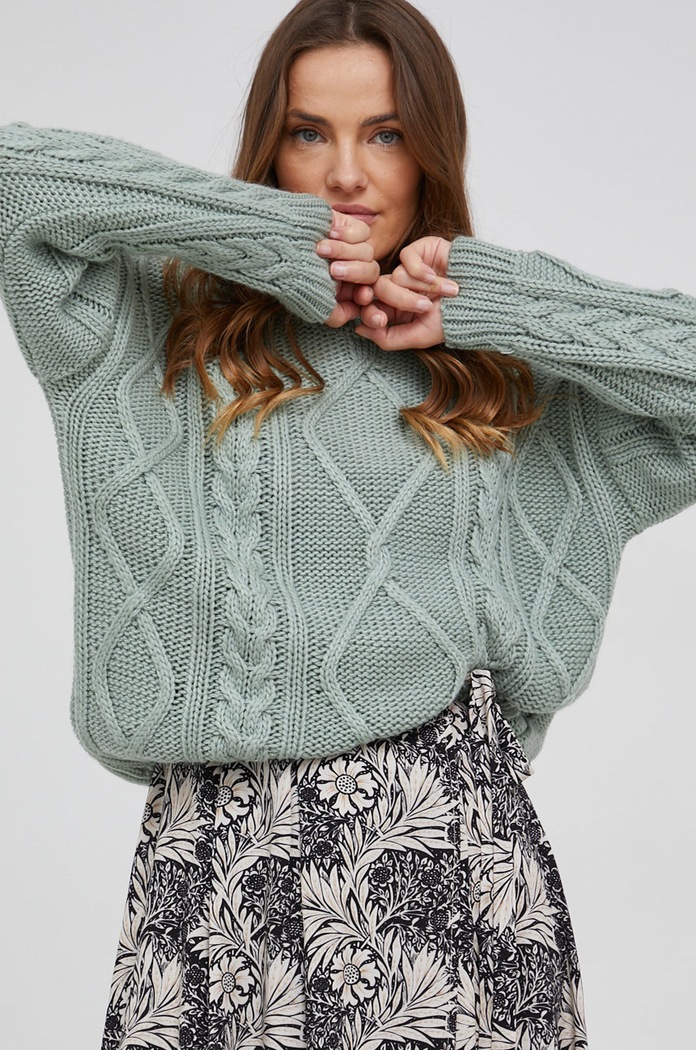 Answear Lab Sweter z domieszką wełny NT3.1.DA turkusowy