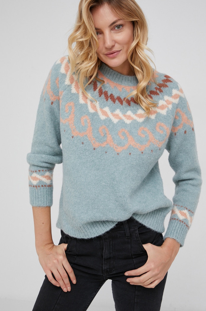 Answear Lab Sweter z domieszką wełny niebieski P63.1.AJ
