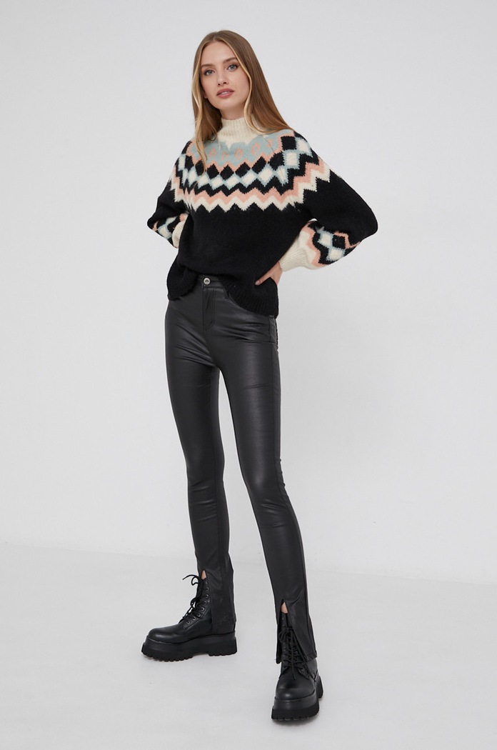 Answear Lab Sweter z domieszką wełny 381133.AJ czarny WZ21