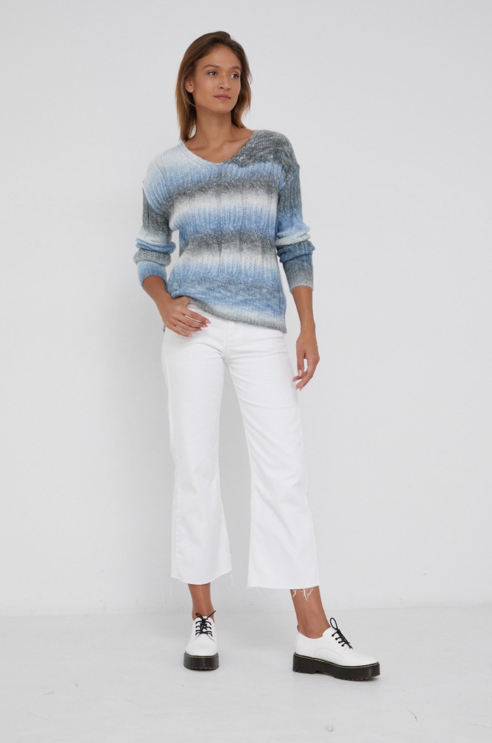 Answear Lab Sweter z domieszką wełny 657.1.AJ niebieski WZ21