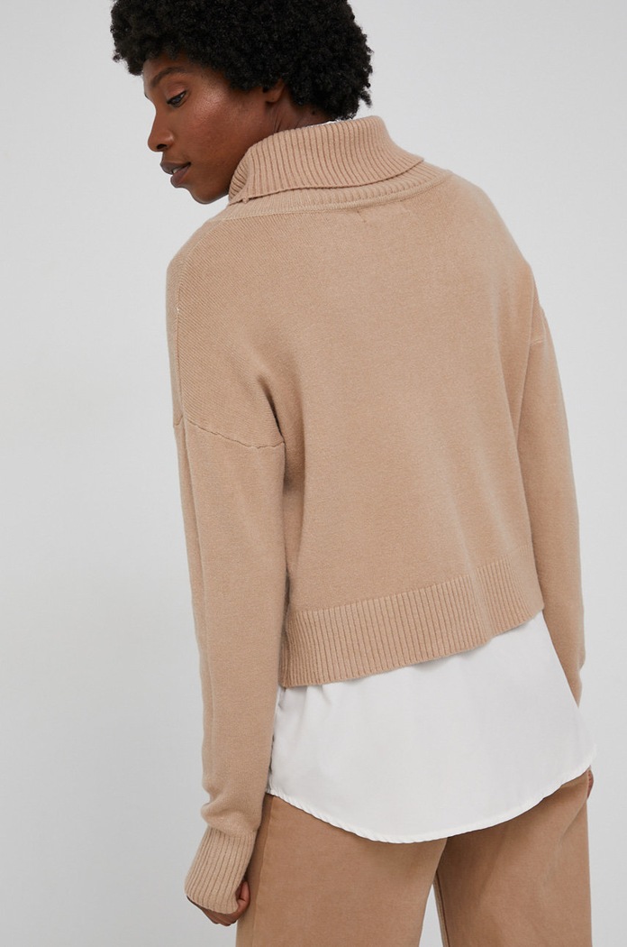 Odzież Answear Lab Sweter z domieszką wełny F3517A.3KR brązowy