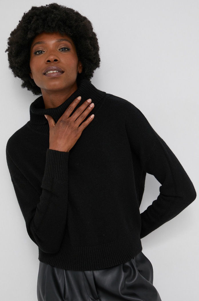 Answear Lab Sweter z wełną z domieszką wełny czarny F3517A.1KR