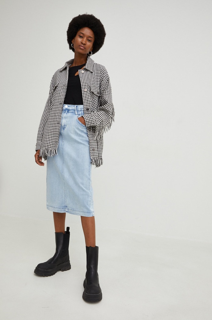Answear Lab fustă din denim 320301.js albastru WZ22