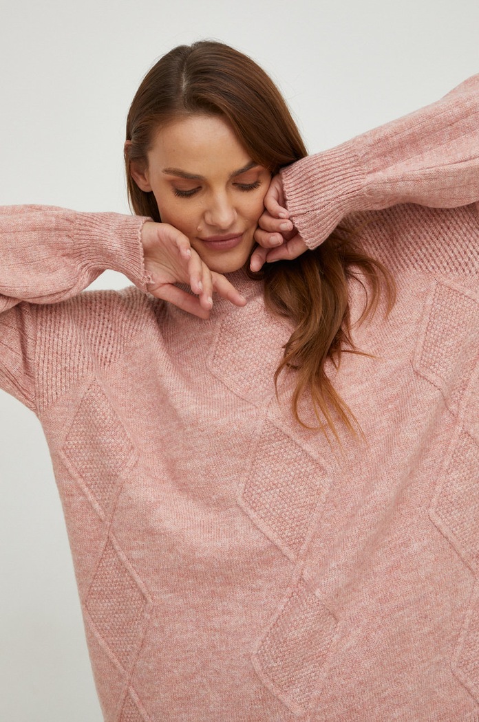 Answear Lab sweter z wełną różowy 22538.2.DB