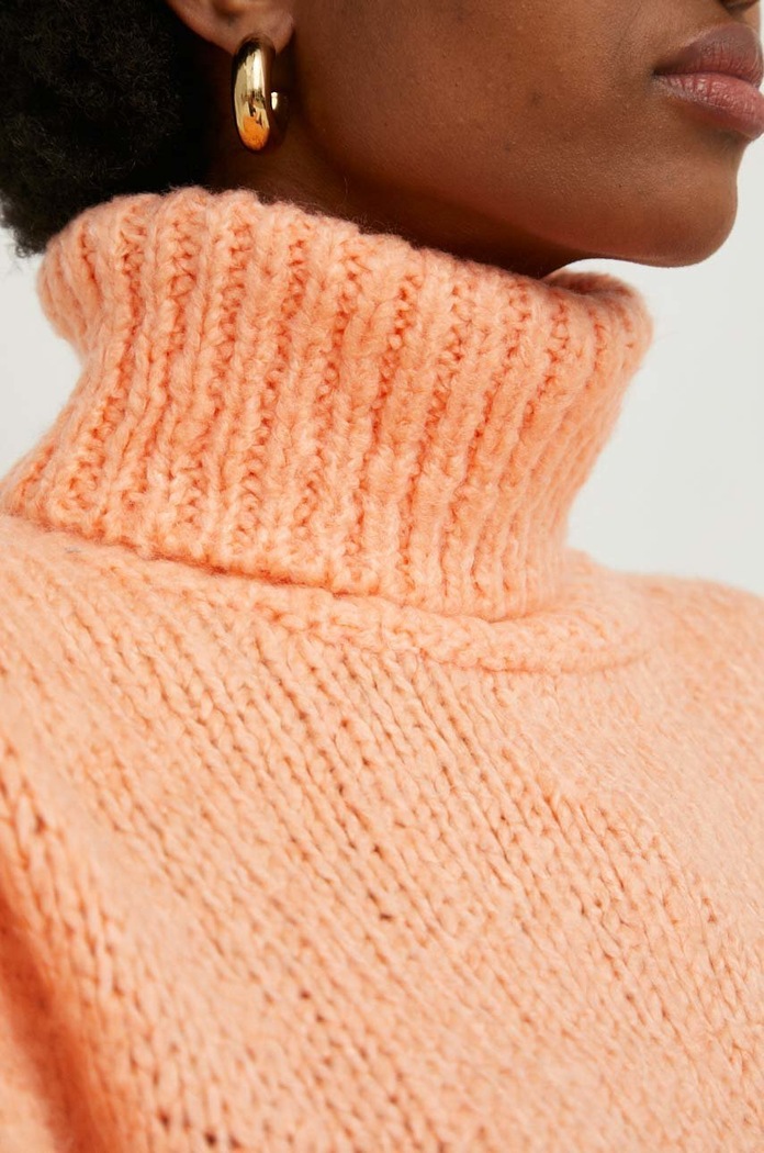 Answear Lab sweter z wełną 49.DB pomarańczowy