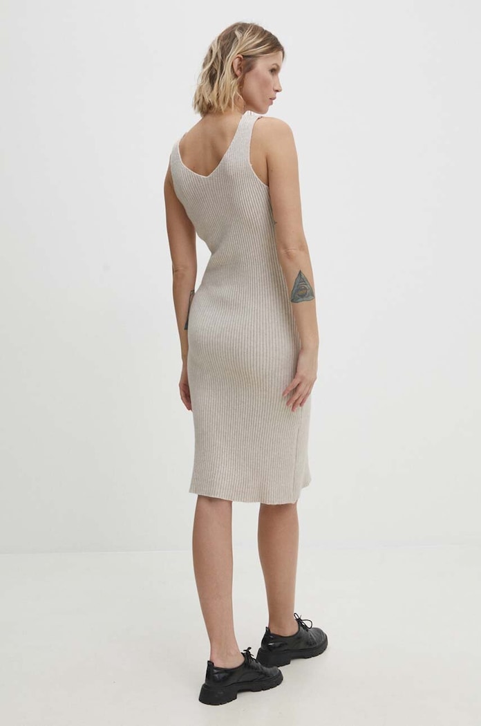 Answear Lab rochie și cardigan bej W0911.HWK