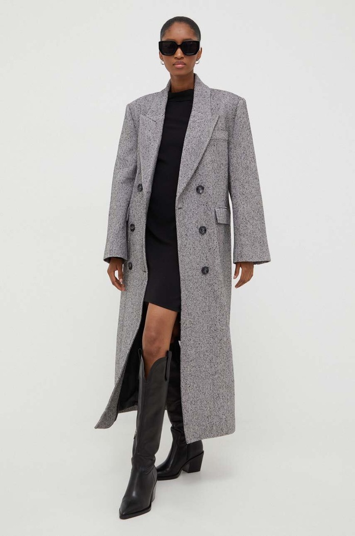 Answear Lab płaszcz z wełną bez kaptura szary 23k542125.TWK