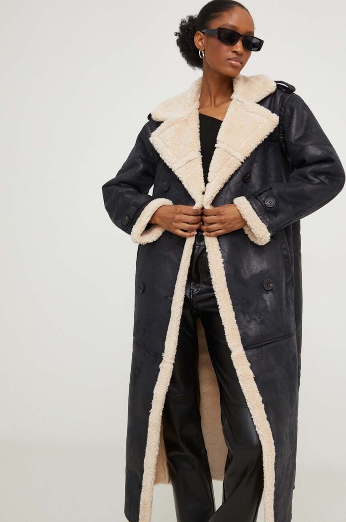 Answear.LAB płaszcz oversize czarny 8621.FKK