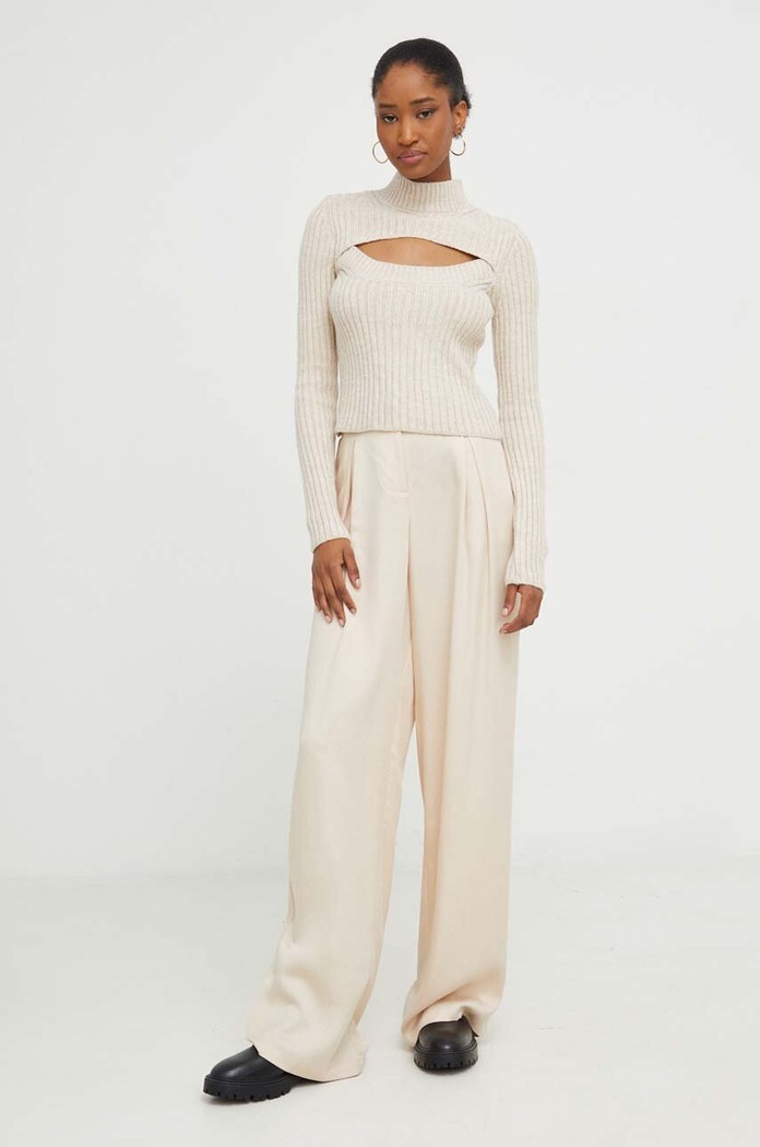 Answear Lab sweter z wełną 7390.TWK beżowy WZ23
