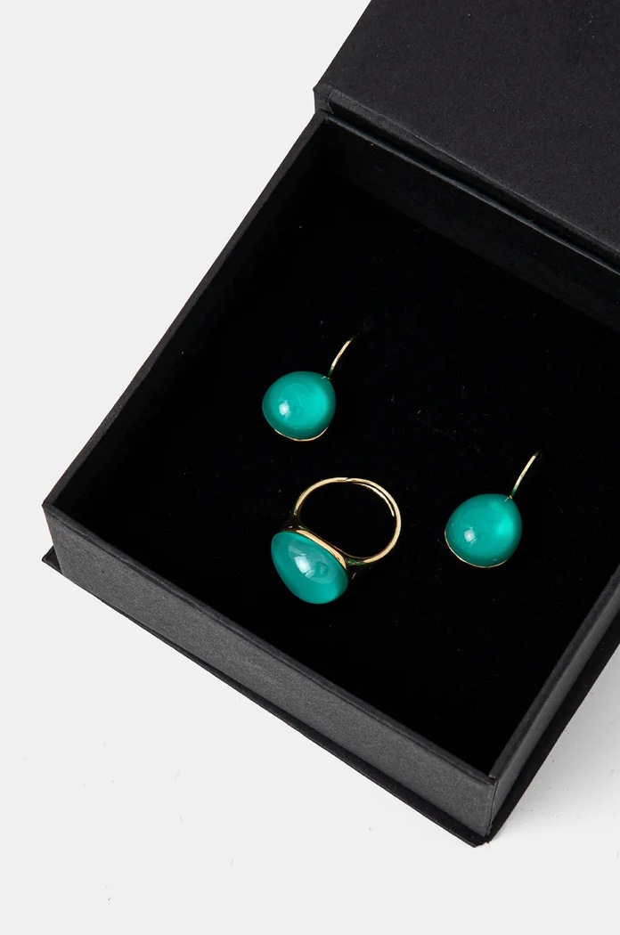 Accesorii Answear Lab cercei si inel ZO9412E.ZO9341R.HLK verde