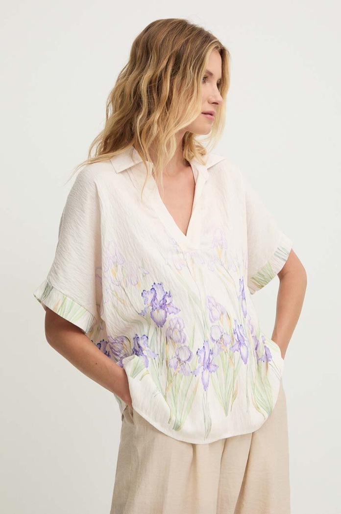 Answear Lab bluza flori violet 7607.FKK