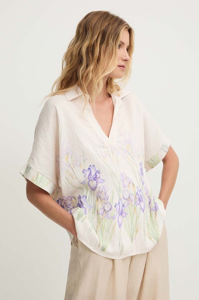 Answear Lab bluza flori violet 7607.FKK