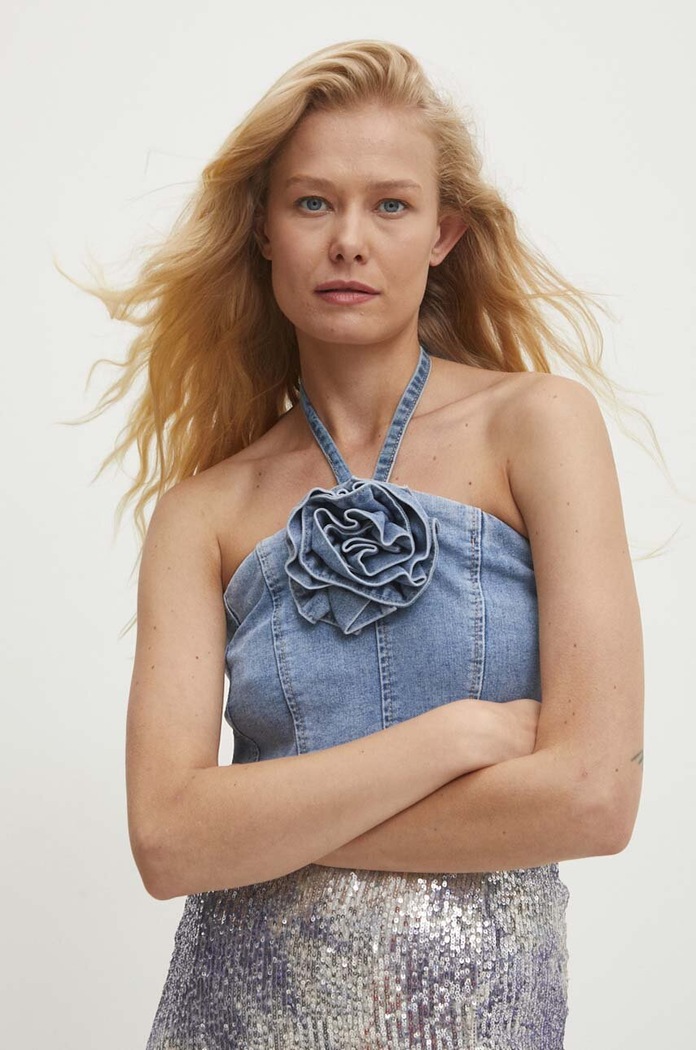 Answear.LAB Answear Lab top din denim albastru LY131.hms