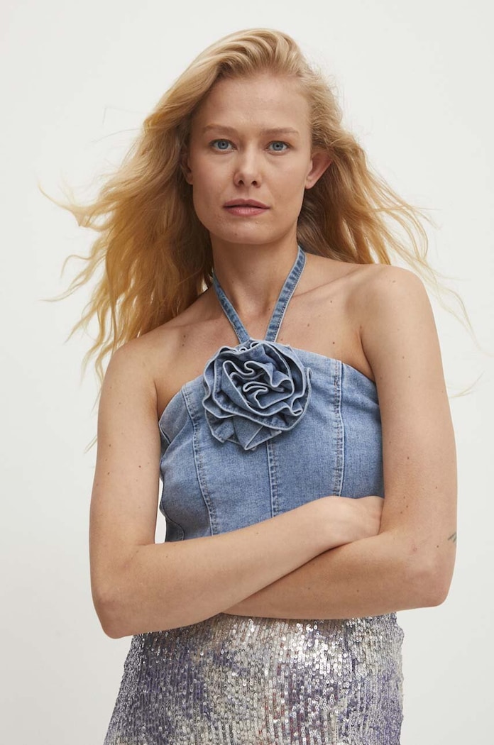 Answear.LAB Answear Lab top din denim albastru LY131.hms