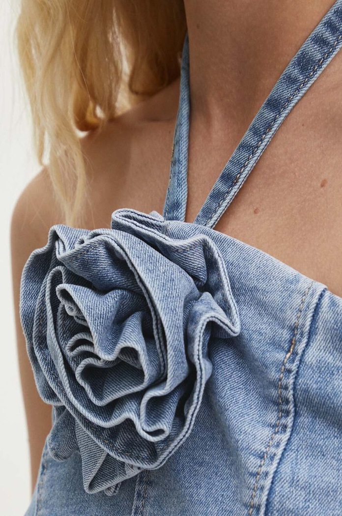 Answear Lab top din denim Answear.LAB albastru LY131.hms