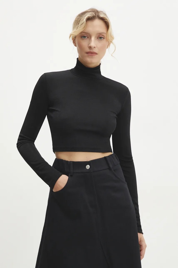 Majica dugih rukava Answear.LAB slim crna 71496.tos