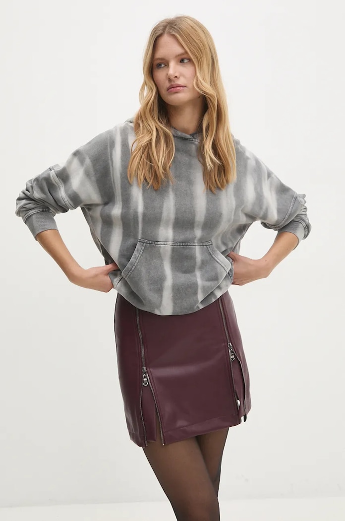 Answear.LAB bluza bawełniana z kapturem szary 90563.tos