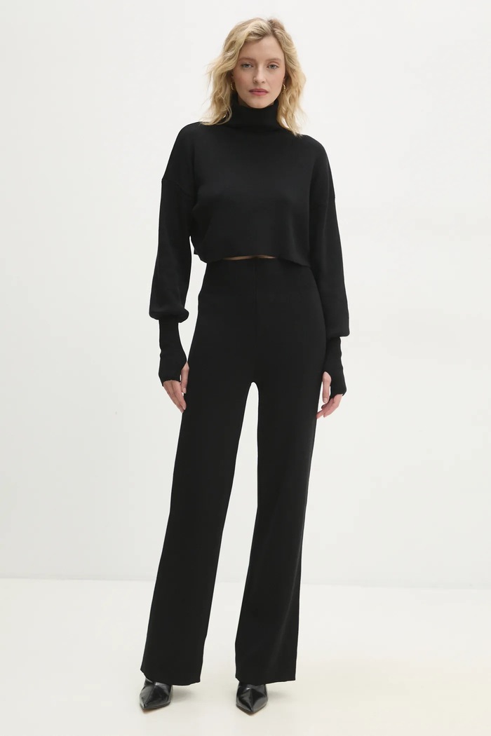 Answear.LAB sweter i spodnie dzianina czarny w24W.LF.220327.tos
