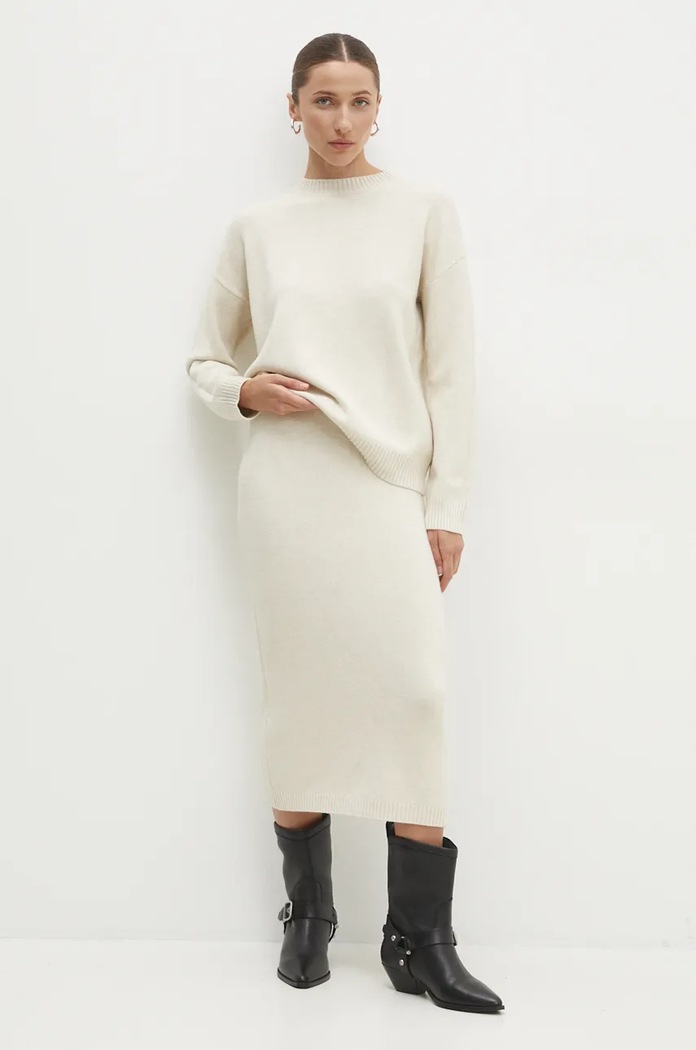 Answear.LAB sweter i spódnica dzianina beżowy N7193.HLK