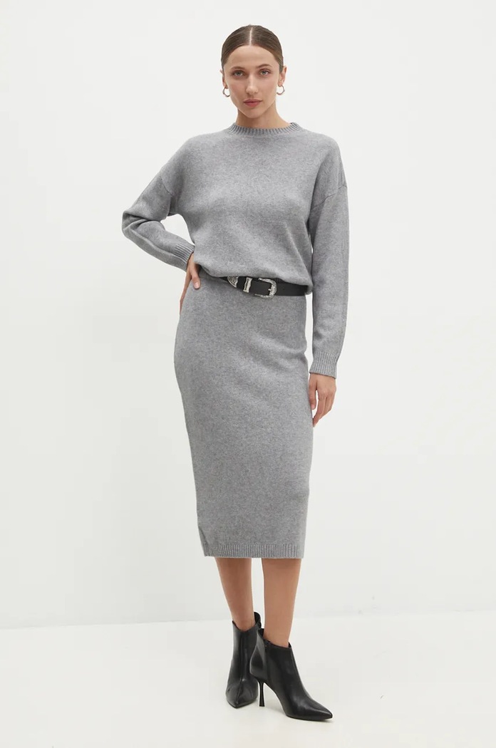 Answear.LAB sweter i spódnica dzianina szary N7193.HLK