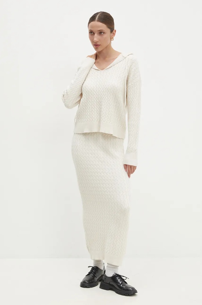 Answear.LAB sweter i spódnica dzianina beżowy W2011AB.HLK